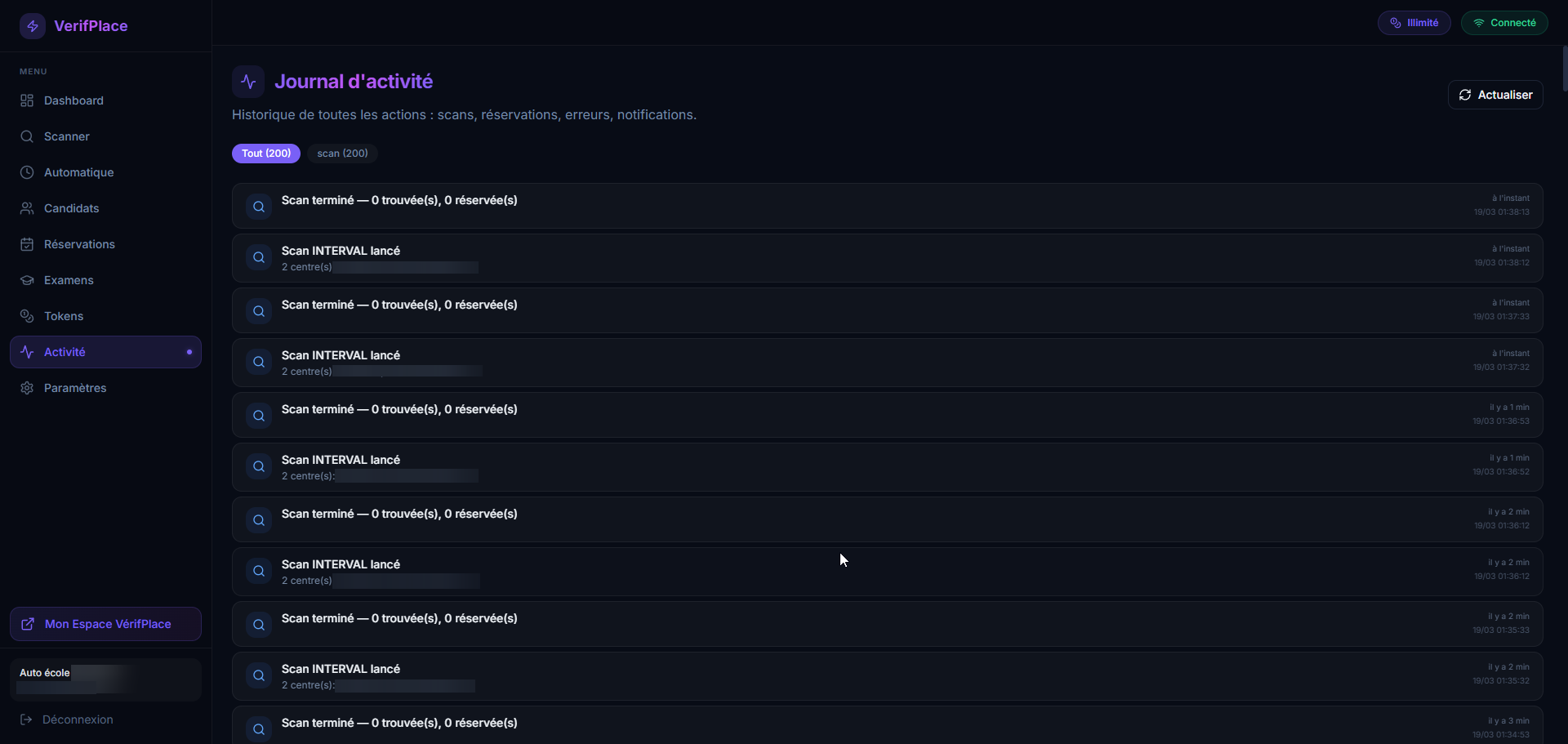 Activité VérifPlace