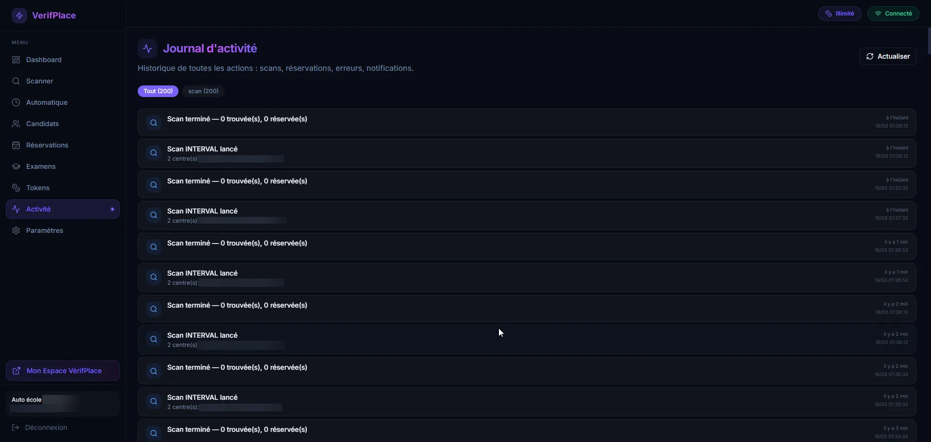 Activité VérifPlace